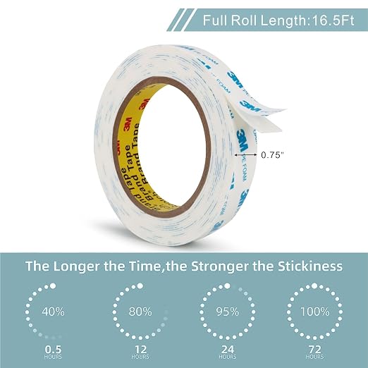 3M Double Sided Tape 0.75"×16.5Ft 2 Pack PE Foam Tape Removable | Adhesive Tape