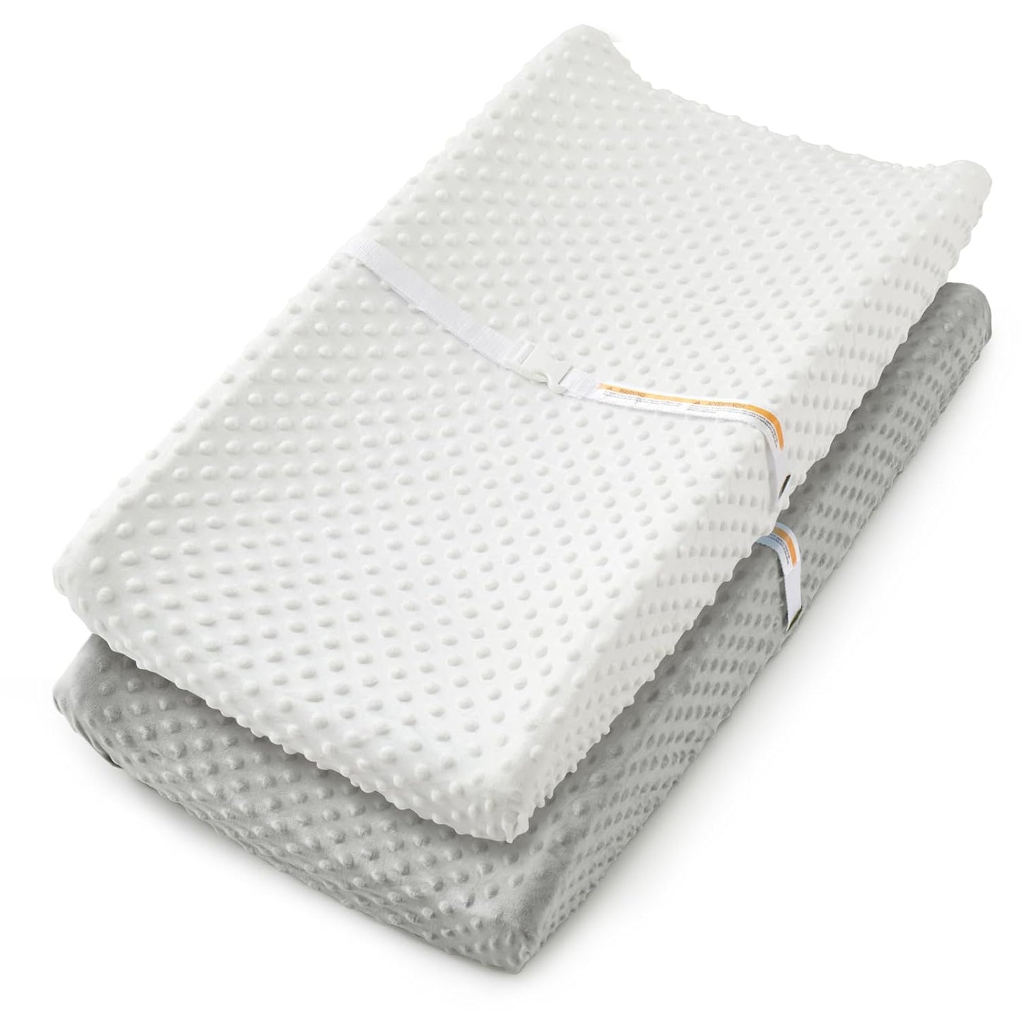 Homiest 2 Pack Changing Pad Cover, White + Light Gray Changing Table Sheets, Ultra Soft Fleece Minky Dot Fabric, Breathable Comfortable Diaper Pad Cover for Girls and Boys, Machine Washable