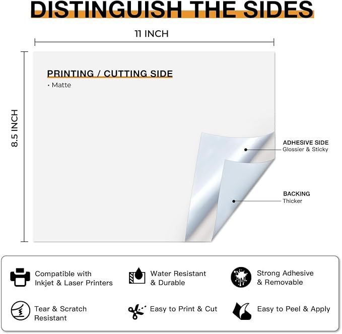 HTVRONT Printable Vinyl for Inkjet Printer & Laser Printer