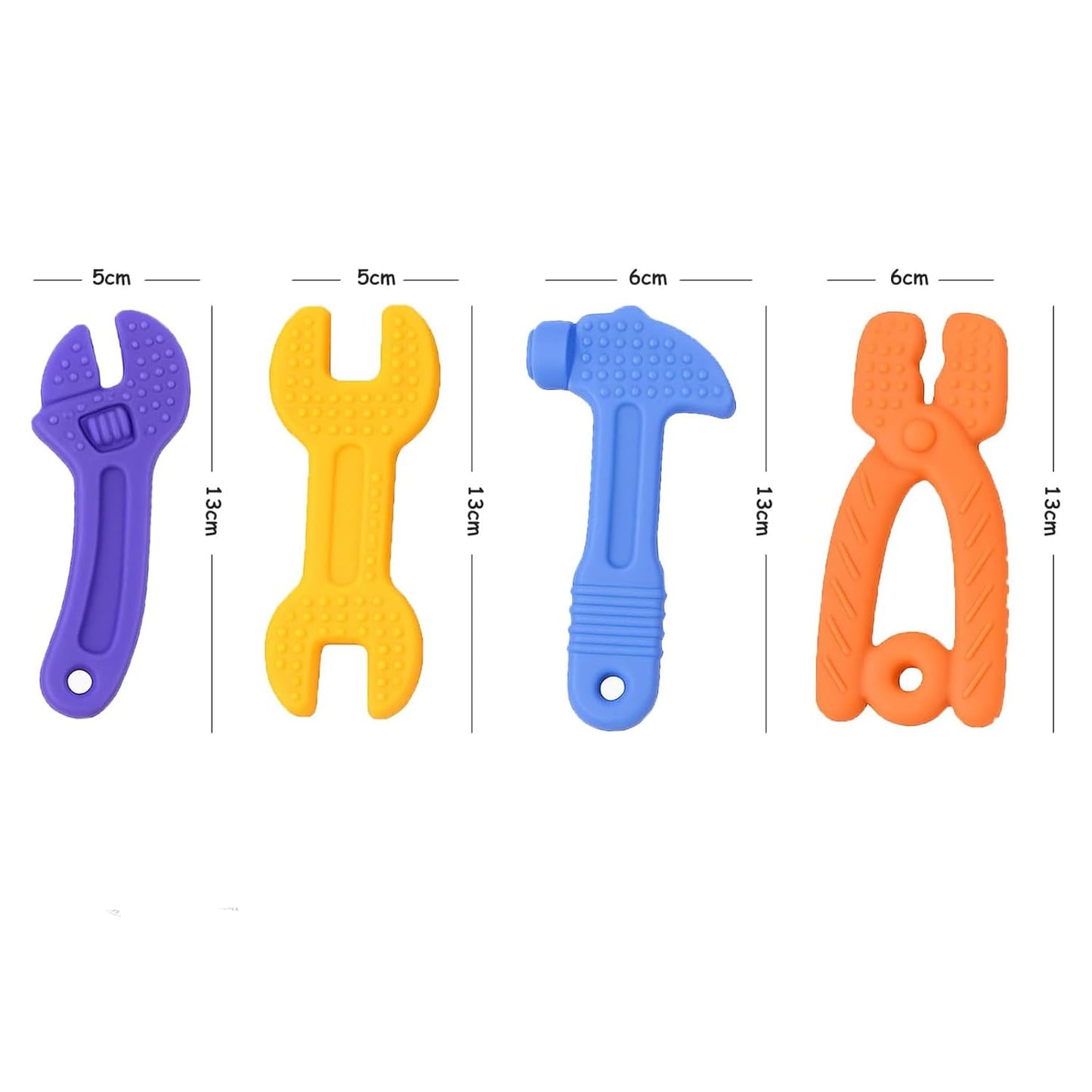 Haili Baby Teething Toys, Baby Teethers for 18+Months, Freezer BPA Free Silicone Teethers for Babies, Hammer Wrench Spanner Pliers Shape Teether Chew Toys