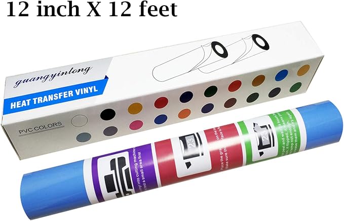 guangyintong Heat Transfer Vinyl Sky Blue HTV Rolls, Matte Surface PVC Material