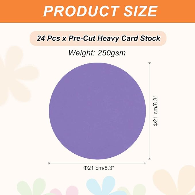 MECCANIXITY 24 Pcs Circle Card Stock, 8.3 Inch Round Cutouts Paper Thick