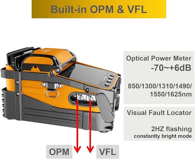 AI-9 Fiber Fusion Splicer Machine with Tutorial Videos Fusion Splicer Fiber Optic Core Alignment with Automatic Focus and 6 Motors for Trunk Line Construction, FTTH and Cable Splicing Projects
