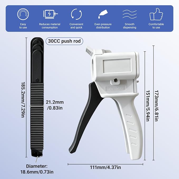 50ml Epoxy Gun Dispenser, Manual AB Glue Gun & Dual Cartridge Applicator