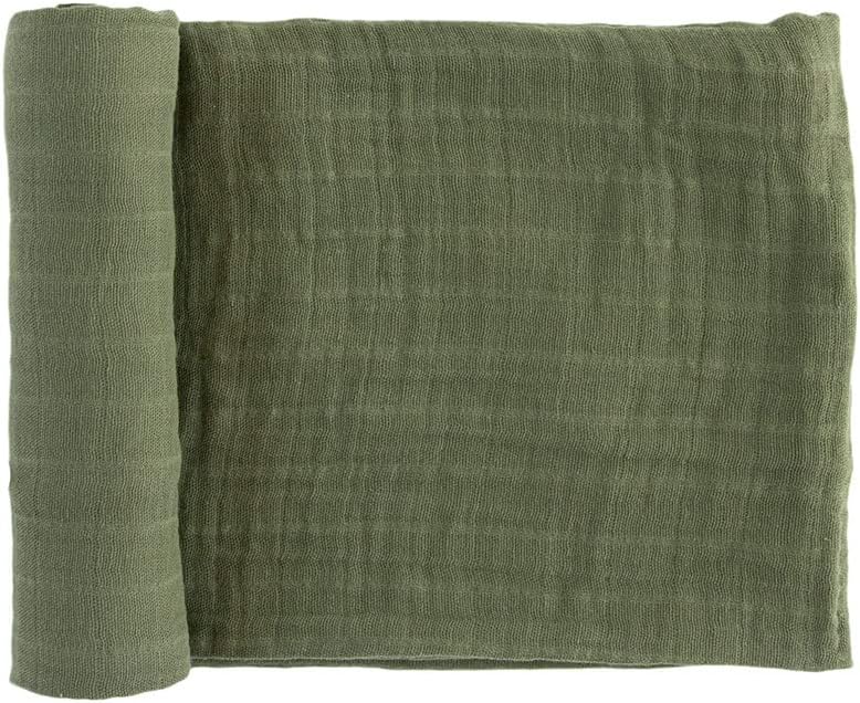 RED ROVR 100% Organic Cotton Muslin Swaddle | Newborn Receiving Blanket | Boy, Girl, Unisex | Soft, Lightweight, Breathable | Burping, Nursing, Swaddling | 44" x 44" | Dark Green