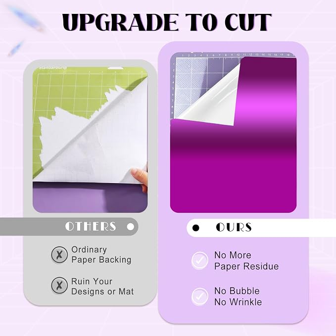 Tintnut Holographic Permanent Vinyl 8 Pcs 12x12in Purple Adhesive Vinyl | Solid