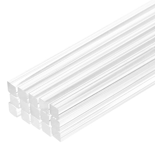 MECCANIXITY 15pcs Acrylic Square Rods 3/20" x 16" Clear Acrylic Dowel Rods