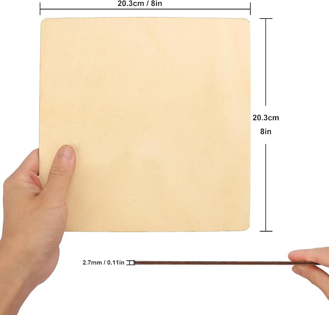 60 PCS 8 Inch Unfinished Wood Squares, 8 x 8 Inch Plywood Wood Sheets, Blank