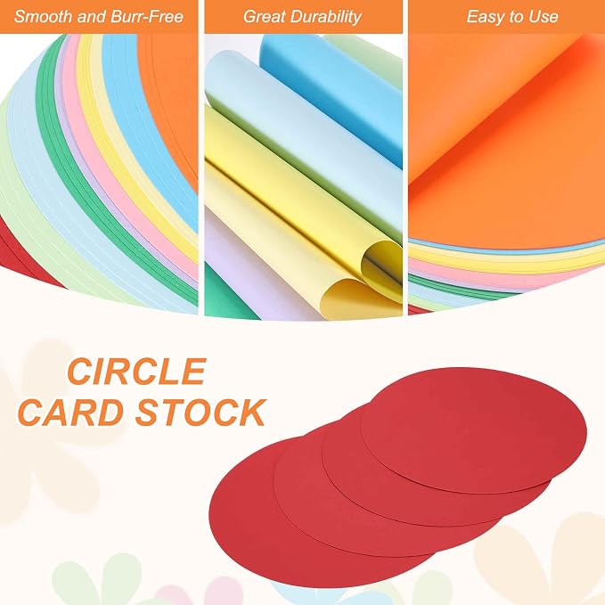 MECCANIXITY 24 Pcs Circle Card Stock, 9.8 Inch Round Cutouts Paper Thick