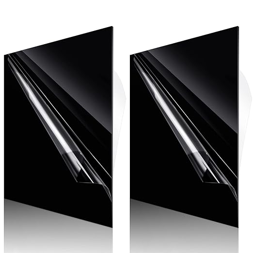 Outus 2 Pcs 12 x 12 Inch Black Acrylic Sheet 1/16 Inch Thick Acrylic Sheet