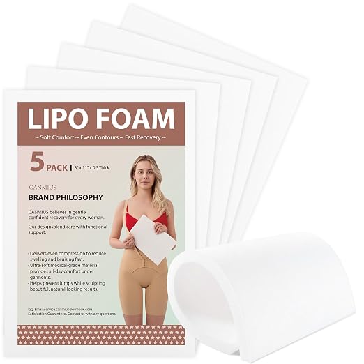 5 Pack Lipo Foam Pads, Tummy Tuck, Flattening Abdominal Compression Garments