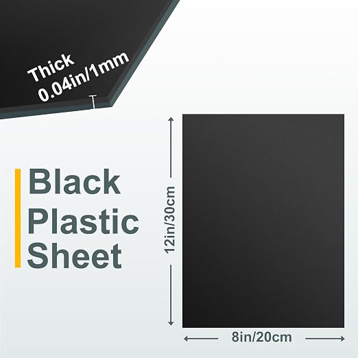 12 Pack Black Plastic Sheet 8x12x0.04 in Flexible High Tensile Plastic Sheets