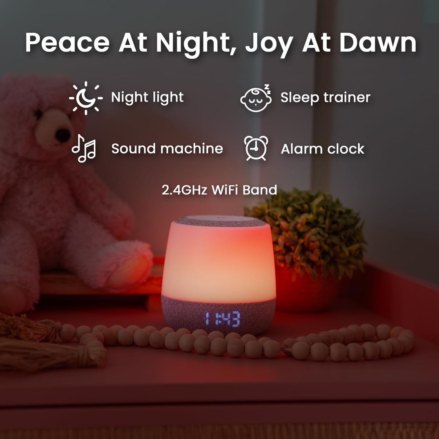 Babysense Dreamer 2.0 Baby Sound Machine with Night Light | 2nd Gen | 28 Soothing Sounds | Toddler Sleep Trainer | App-Controlled White Noise Machine | Sleep Timer | 2.4GHz WiFi | US Only