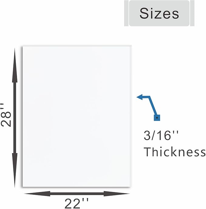 Foam Board 22 x 28 in, ZXUNLIEH 12 Pack White Poster Board, 3/16 in Thick |