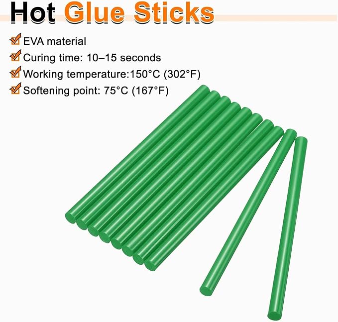 HARFINGTON 10pcs Hot Glue Sticks 0.43" Dia x 7.87" Long EVA Mini Hot Melt