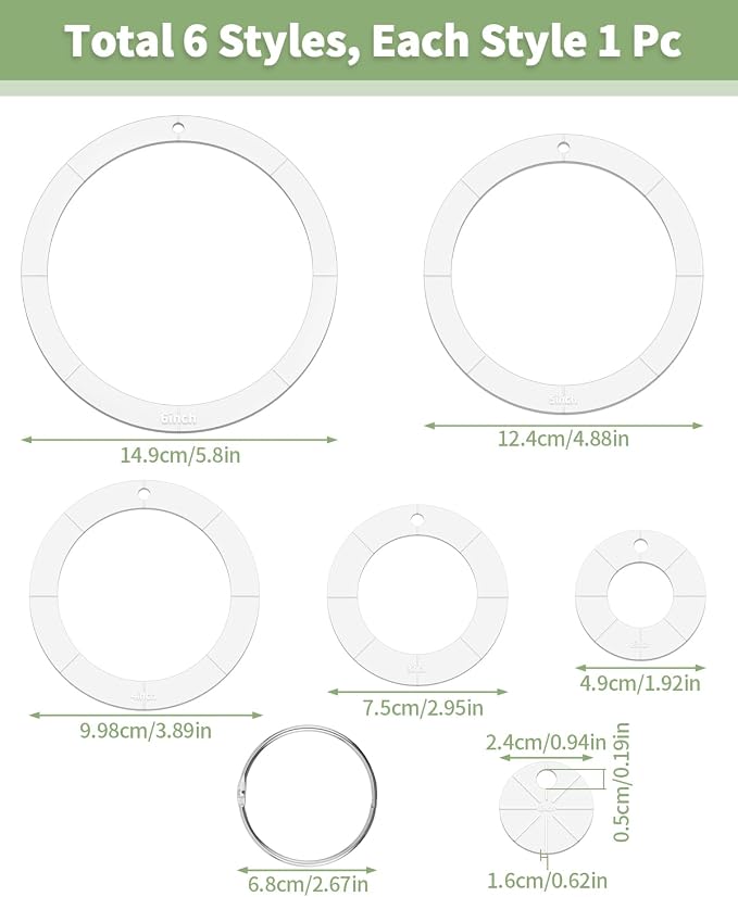 6 PCS Circle Quilting Acrylic Template Set