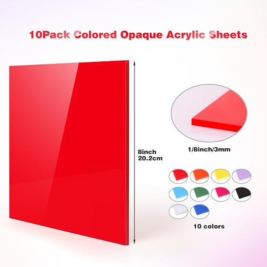 Adrattnay Acrylic Sheets 1/8 Thick, Opaque Colored Acrylic Panel