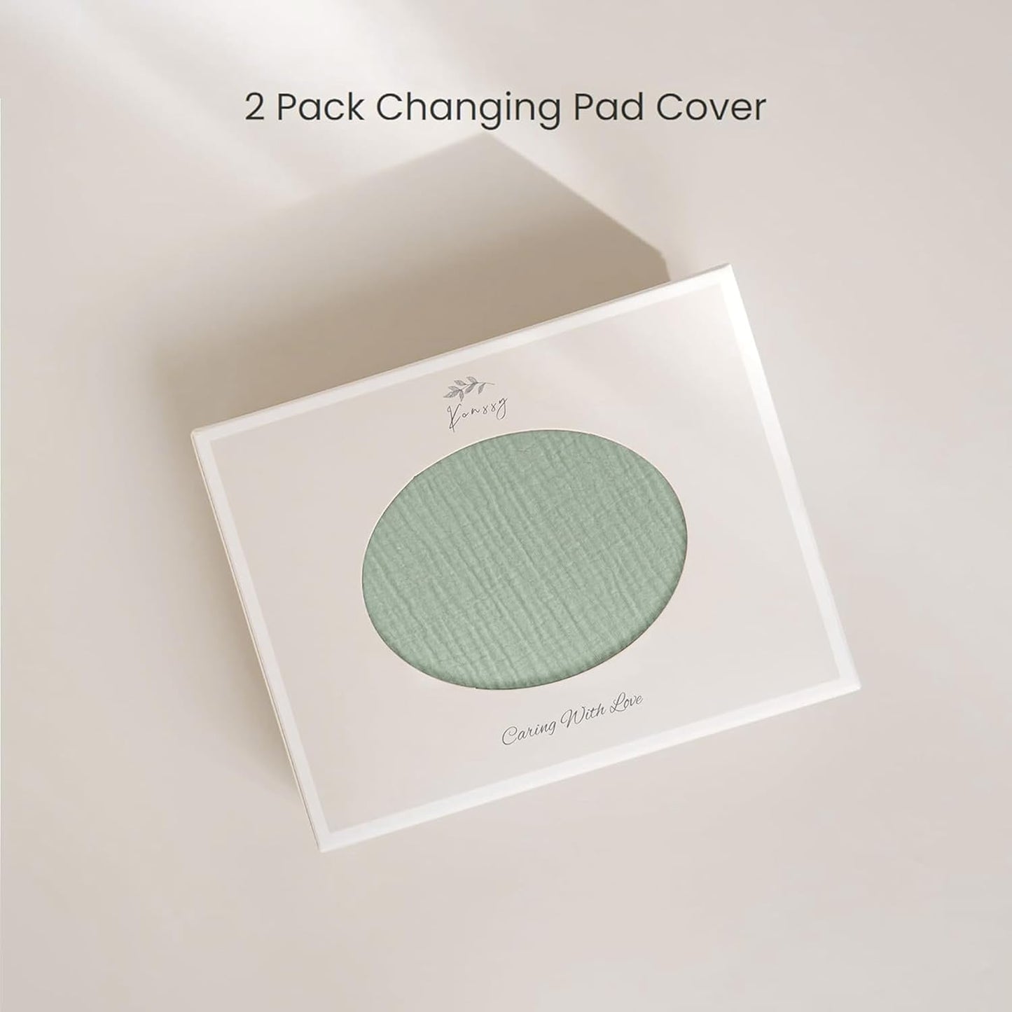 Konssy 2 Pack Muslin Changing Pad Covers for Boys, Ultra Soft & Breathable Cotton Baby Diaper Changing Table Covers, Neutral Nursery Diaper Changing Pad Sheets (Green, Green Leaves)