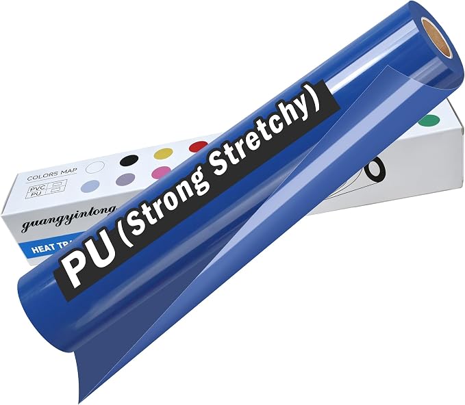 guangyintong Heat Transfer Vinyl Rolls 12" x 10ft, PU Aqua Blue HTV Vinyl