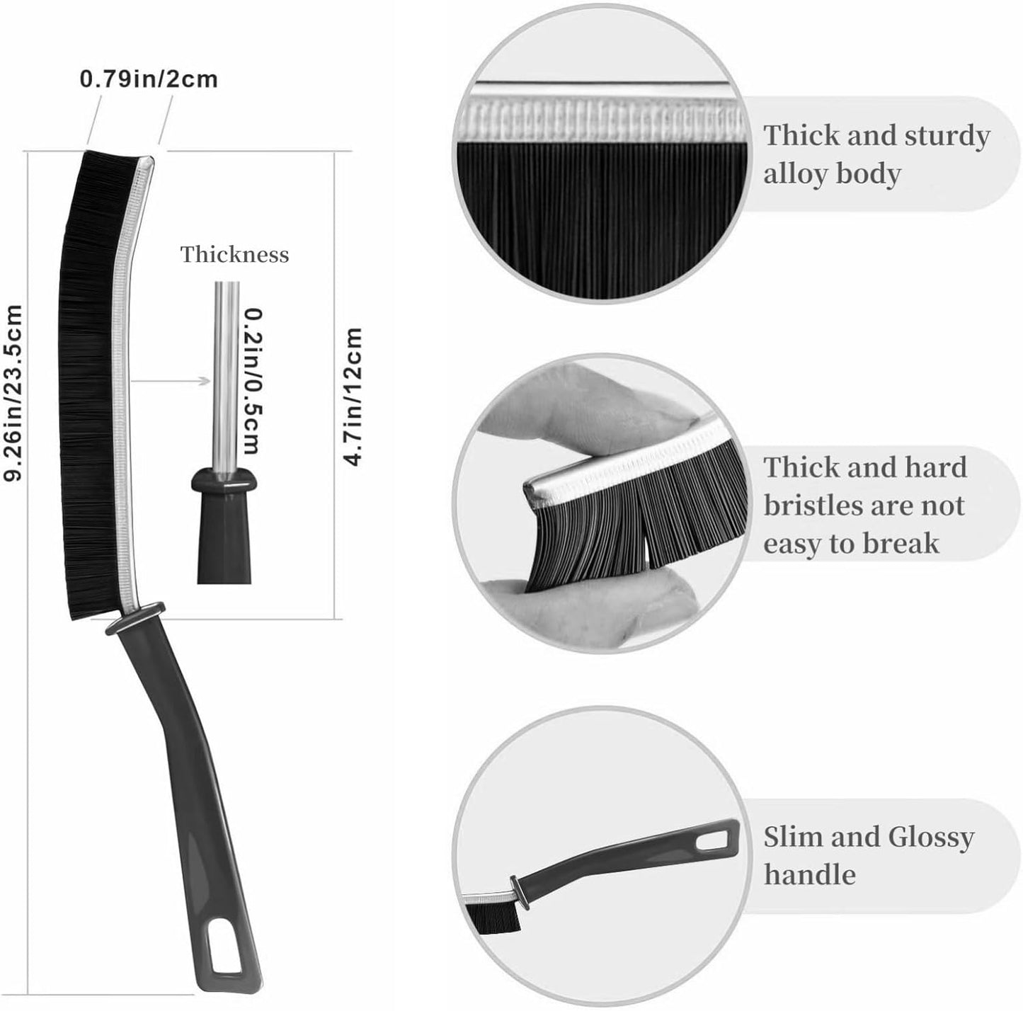 3 PCS Crevice Cleaning Brush,Hard Bristle Crevice Cleaning Brush,Crevice Cleaning Tool is Effective to Clean The Small Gap of Kitchen, tolilet and Windows.