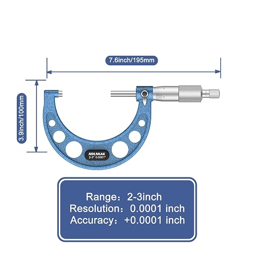 HDLNKAK Outside Micrometer Set, 2-3" Machinist Micrometer, 0.0001" Graduation