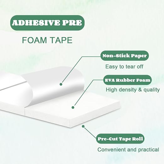 168 Pcs Foam Tape Craft Double Sided Precut 3/4 X 1/2 Inch 3D Adhesive Foam