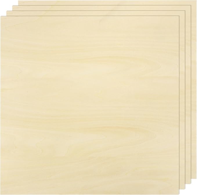 MECCANIXITY 4pcs Basswood Sheet 15" x 15" x 1/8" Unfinished Wood Plywood Boards