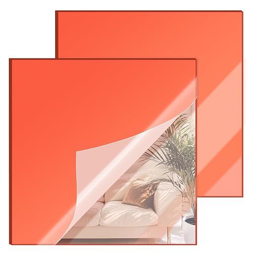 8x8 Inches Red Mirror Acrylic Sheet – 2 Pcs Reflective Acrylic Panel