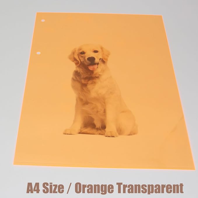 10-Pack A4 Colored PVC Flexible Plastic Sheets, 0.3mm Orange Transparent Film