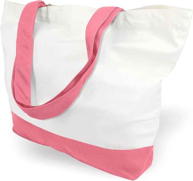 TOPDesign 3-Pack Super Strong Large 12oz Cotton Canvas Tote Bags, Reusable