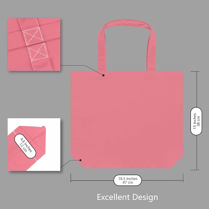 TOPDesign 1-Pack Super Strong Large 12oz Cotton Canvas Tote Bag, Reusable