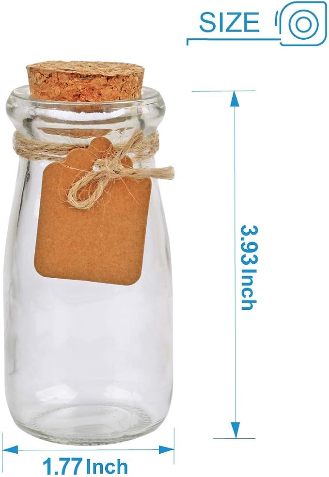30Pcs Small Glass Jars with Cork Lids, 3.4oz Mini Potion Bottles | 100ml Small