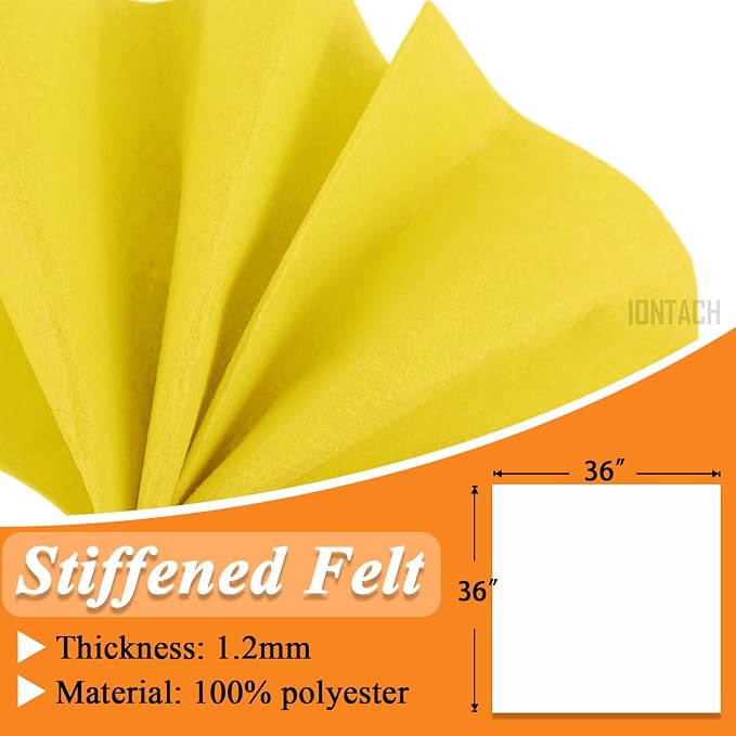 IONTACH 36" X 36" Yellow Stiff Felt Fabric 1.2mm Thick | Felt Sheet