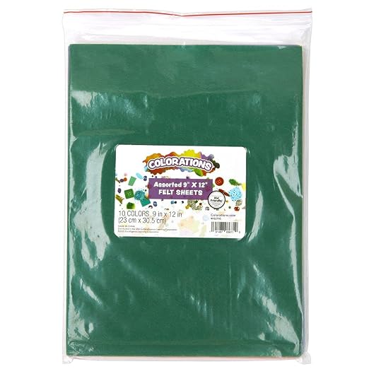 Colorations Felt Sheets, 10 Colors, Each 9" x 12", Sewing DIY Craft, Non Woven
