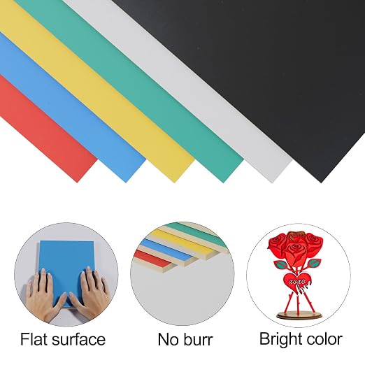 8 Pack Pre-Painted Colored Plywood Sheets, 11.7"x8.3"x1/8" Basswood