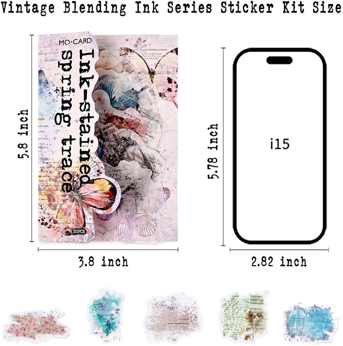 Vintage Aesthetic Stickers for Junk Journaling Supplies, Dual Materials