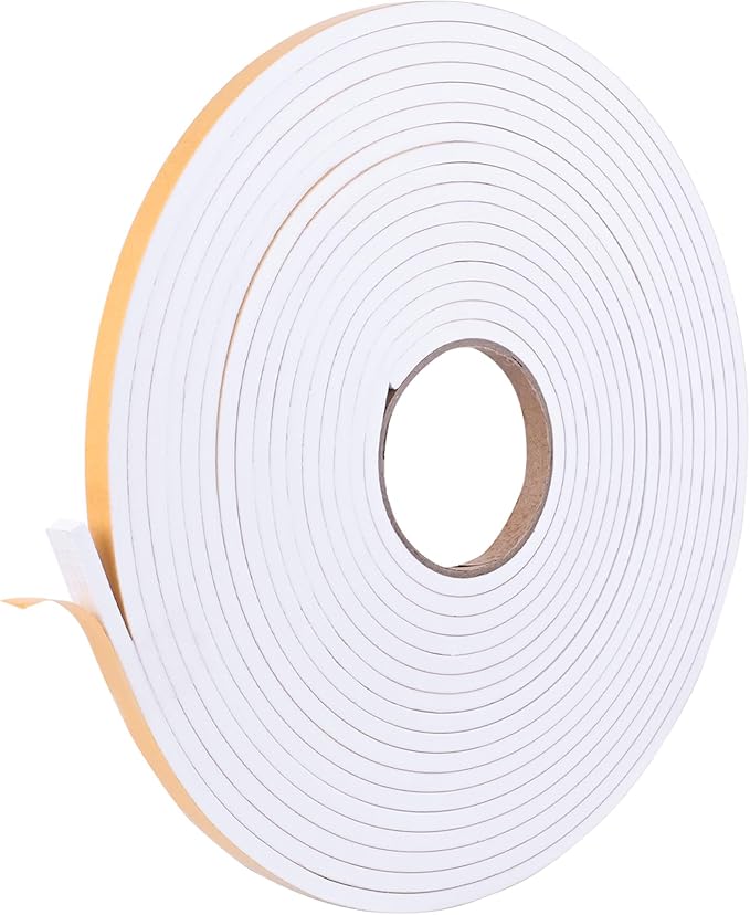 Kikerike Self Adhesive Foam Tape Weatherstrip 3/8in x 1/4in x 33Ft High Density