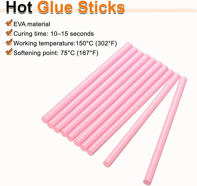 HARFINGTON 10pcs Hot Glue Sticks 0.43" Dia x 7.87" Long EVA Mini Hot Melt