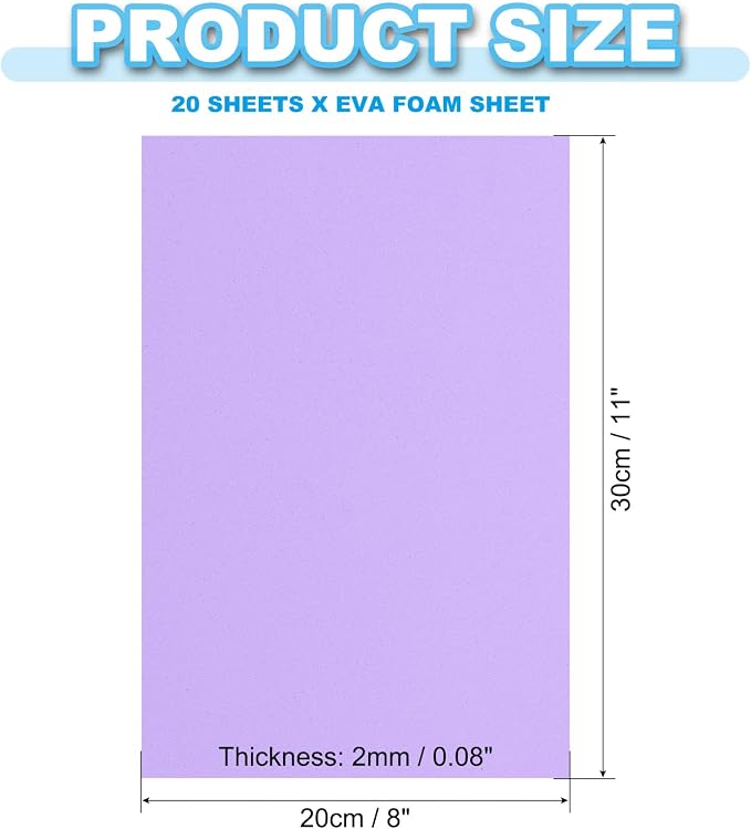 PATIKIL 20 Pack EVA Foam Sheets, Light Purple