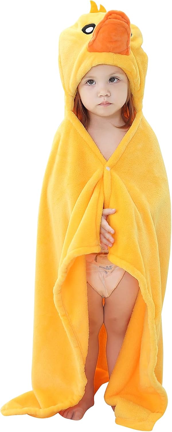 Wearable Blanket Hoodie for Kids Toddlers Hooded Towels Soft Cozy Flannel Wearable Throw Blanket Hoodie for Boys Girls Birthday Gifts (Duck 50 * 40)