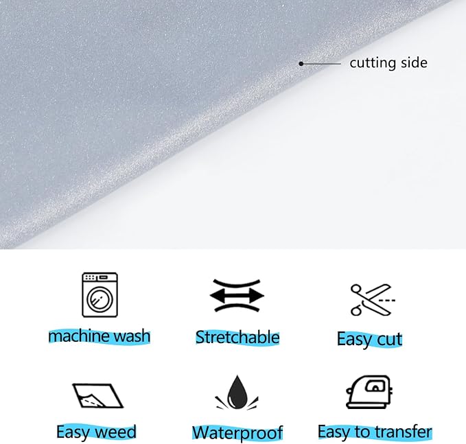 guangyintong Reflective Heat Transfer Vinyl HTV Rolls, Light Grey HTV Vinyl