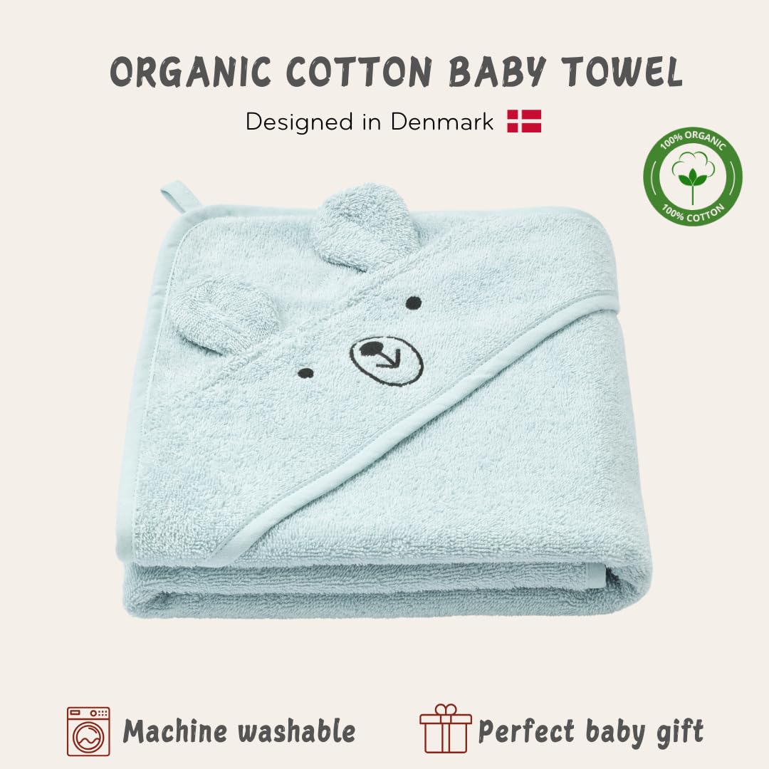 Baby Hooded Towel – Organic Cotton Baby Bath Towels – Baby Towels, Baby Bath Towels for Baby Boy, 32" x 32" Super-Soft and Absorbent Baby Towels for Newborn(Bear - Baby Blue)