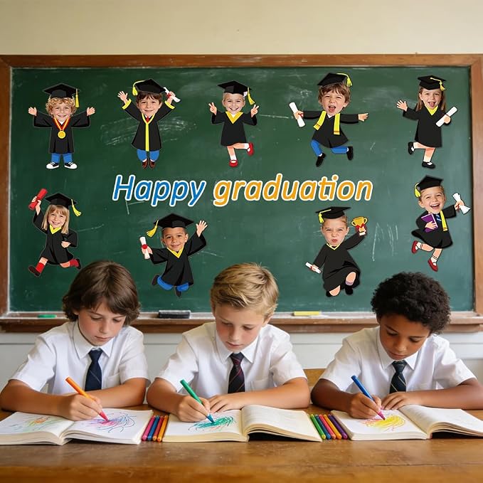 90 Set Graduation Hat Gown Cutout Graduation Bulletin Board Decoration Black