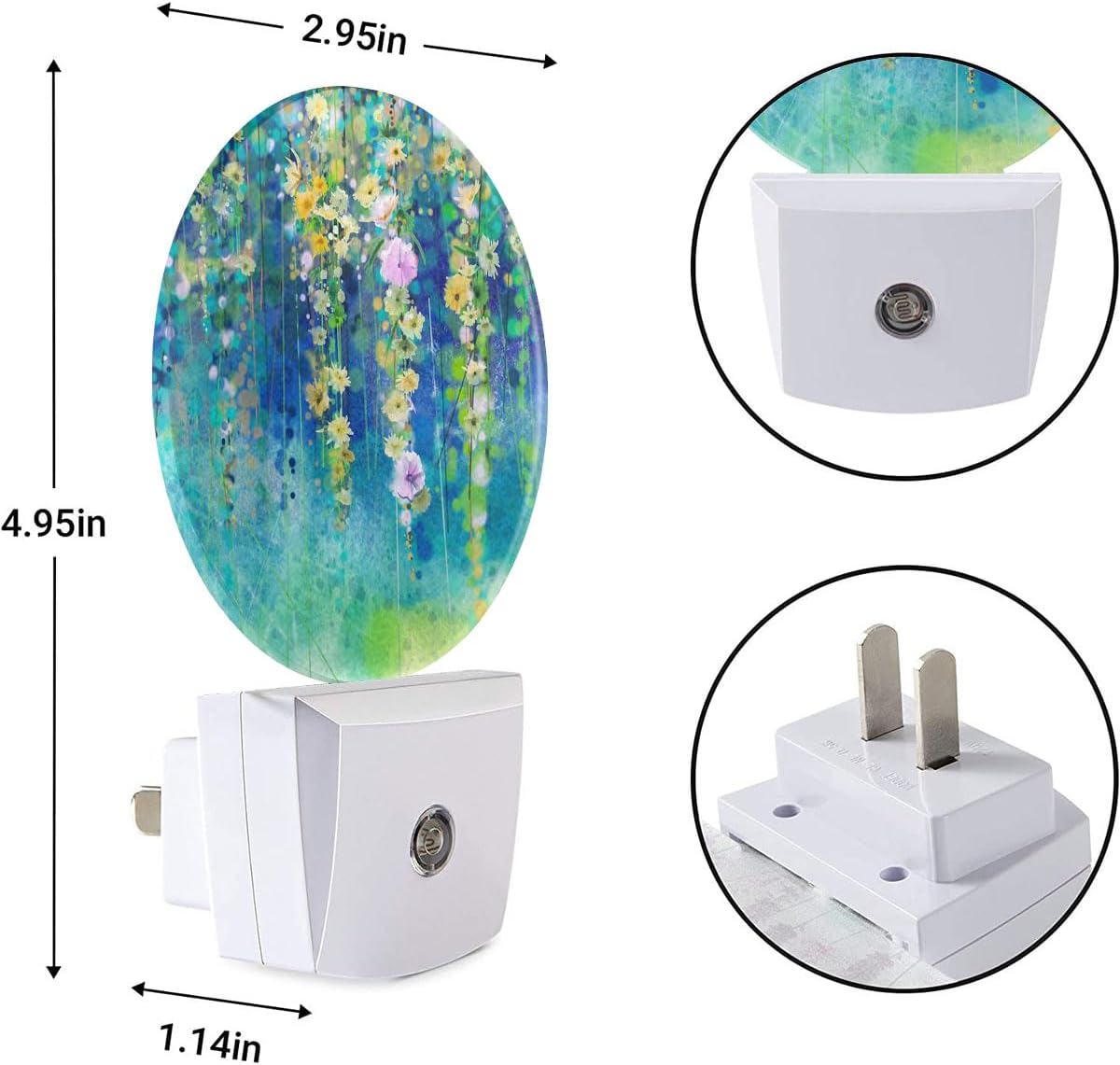 EKOBLA Ivy Flowers LED Night Light Spring Summer Green Floral Ivy Plant Wisteria Blossoms Dusk to Dawn Plug-in Nightlights Auto Sensor for Home Indoor Bathroom Hallway Kitchen