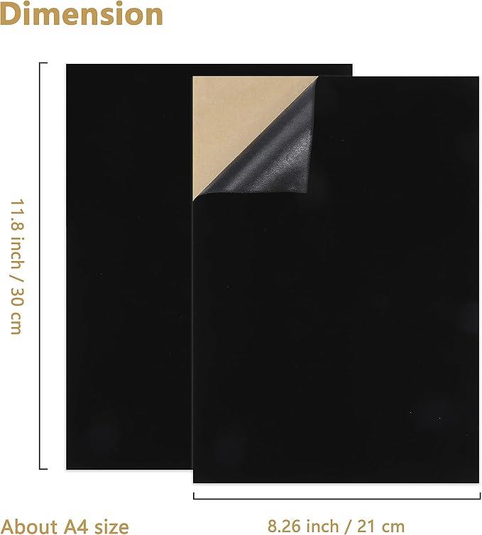 Caydo 12PCS Black Self Adhesive Felt Sheets, Soft Velvet Sticky Back Felt |