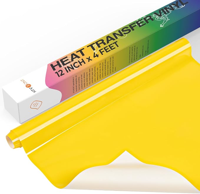 HTVRONT Heat Transfer Vinyl Roll -12" x 4FT Yellow HTV Vinyl