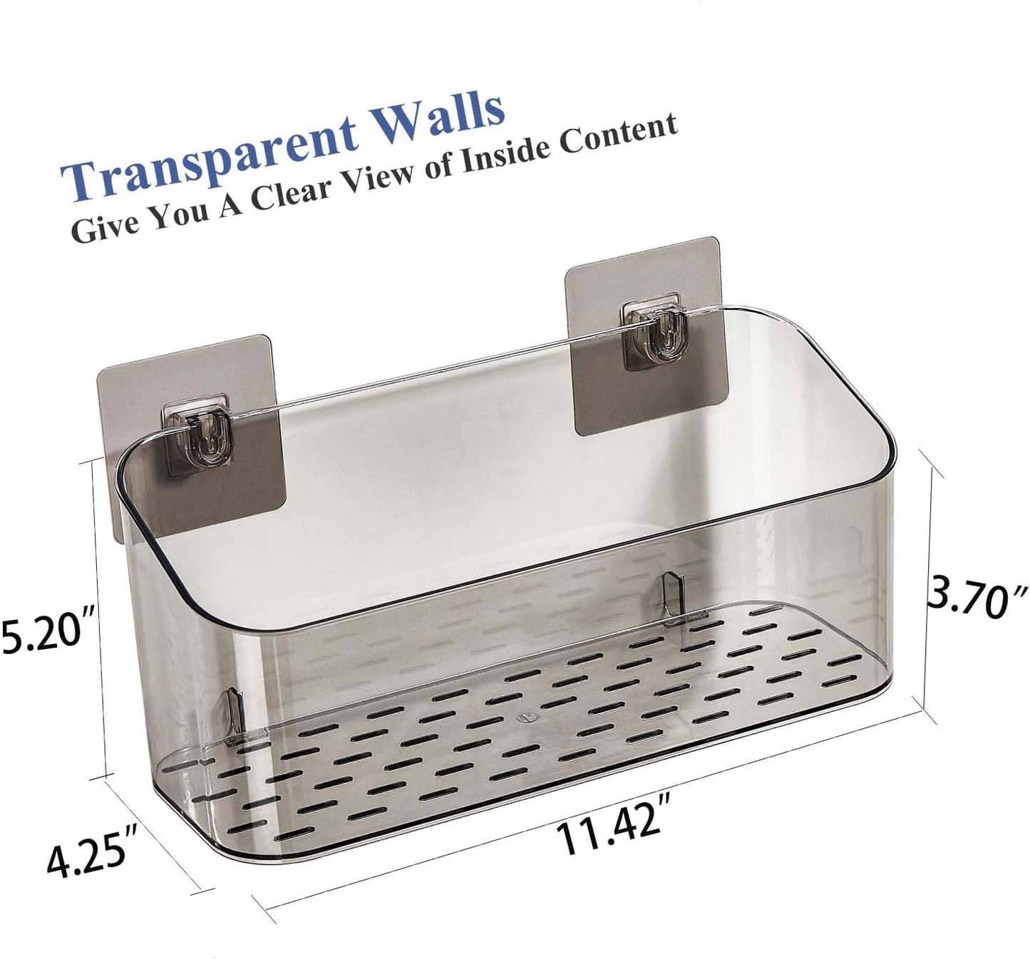 UNIKON Bath Toy Storage Holder Bathtub Toy Organizer, Large Capacity Shower Caddy for Bathroom, Clear Black, 2 Pack