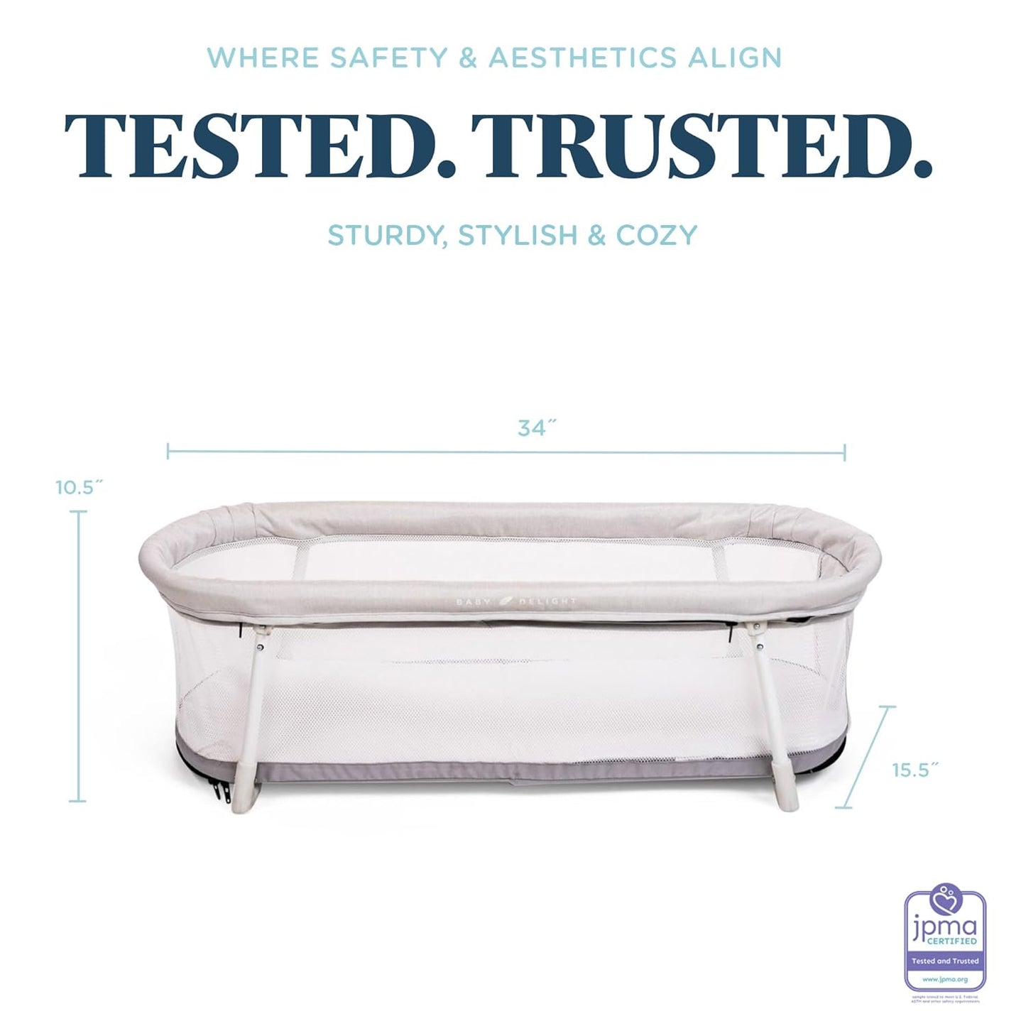 Baby Delight Snuggle Nest Bassinet, Portable Baby Bed, for Infants 0 – 5 Months, Driftwood Grey