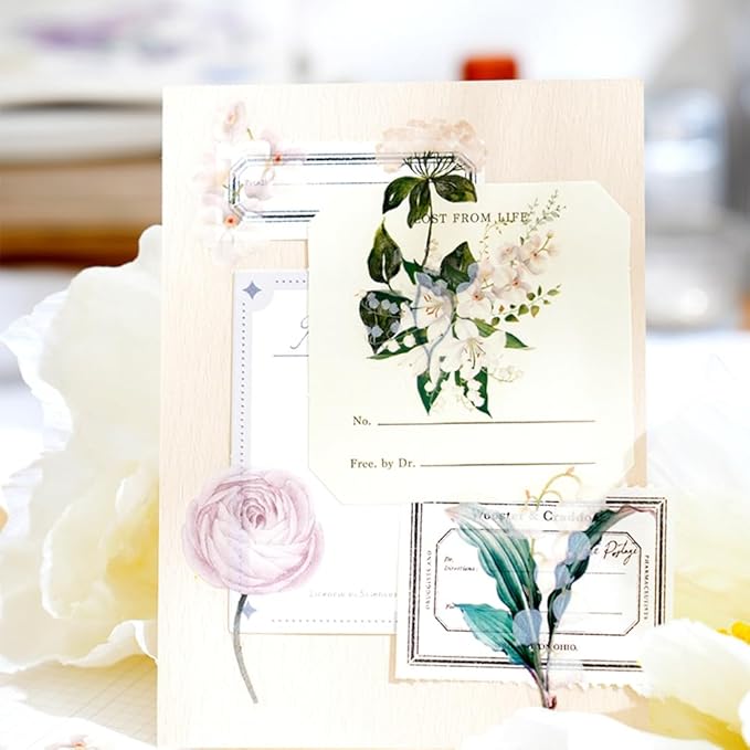 100 Pcs Daisy Camellia Stickers, 50 Patterns