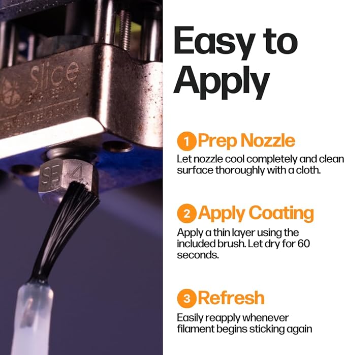 Slice Engineering Plastic Repellent Paint Repels Plastic & Prevents Buildup on the Nozzle | Get Enhanced Print Quality | Hassle-Free Application | Water-Based PTFE Nanosuspension (3 mL - 1 Pack)